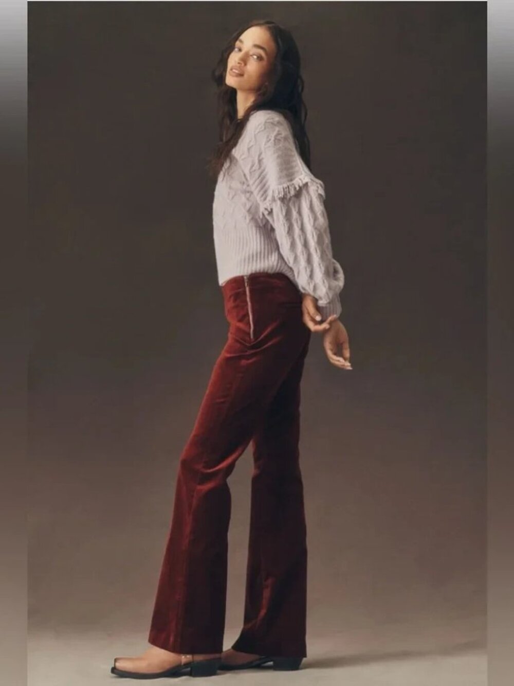 By Anthropologie Velvet Flare Pants SIZE 10 new nwt deep rust - Picture 8 of 8